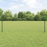vidaXL Staket med stolpar Grön 0.6 x 25 m Stål