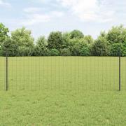 vidaXL Staket med stolpar Grå 0.8 x 10 m Stål
