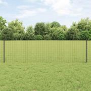 vidaXL Staket med stolpar Grå 0.6 x 25 m Stål