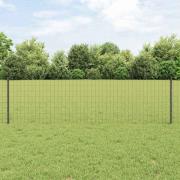 vidaXL Staket med stolpar Grå 0.6 x 25 m Stål