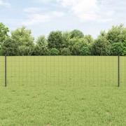 vidaXL Staket med stolpar Grå 0.6 x 25 m Stål
