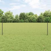 vidaXL Staket med stolpar Grå 0.6 x 10 m Stål