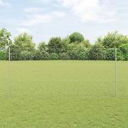 vidaXL Staket med stolpar Silver 1.4 x 10 m Stål