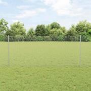 vidaXL Staket med stolpar Silver 1 x 25 m Stål