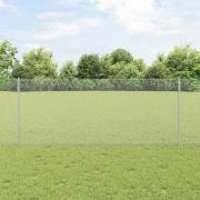 vidaXL Staket med stolpar Silver 1 x 50 m Stål