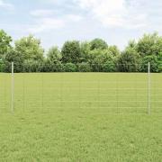 vidaXL Staket med stolpar Silver 0.8 x 25 m Stål