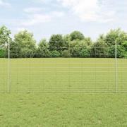 vidaXL Staket med stolpar Silver 1.2 x 25 m Stål