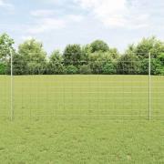 vidaXL Staket med stolpar Silver 1.2 x 50 m Stål
