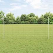 vidaXL Staket med stolpar Silver 1.2 x 50 m Stål