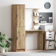vidaXL Skrivbord med förvaring 2 pcs artisan ek 78.5 x 37 x 154.5 cm