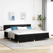 vidaXL Bäddfjäder med kudde med huvudgavel Svart 200 x 200 cm tyg