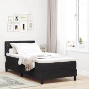 vidaXL Bäddfjäder med madrass med huvudgavel Svart 90 x 190 cm Sammet