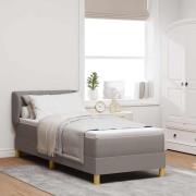 vidaXL Bäddfjäder med madrass med huvudgavel Taupe 80 x 200 cm tyg