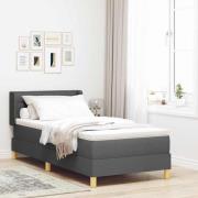 vidaXL Bäddfjäder med madrass med huvudgavel Mörkgrå 200 x 90 cm tyg