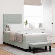 vidaXL Bäddfjäder med madrass Ljusgrå 100 x 200 cm Sammet