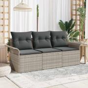 vidaXL Trädgårdsoffset 3 pcs Grå 196 x 62 x 85cm konstrotting