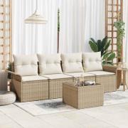 vidaXL Soffset med kudde 5 pcs Beige konstrotting