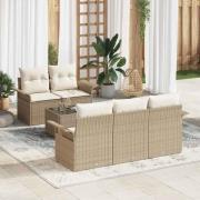 vidaXL Trädgårdsoffset 6 pcs Beige Poly rattan