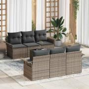 vidaXL Trädgårdsoffset 7 pcs Grå Poly rattan