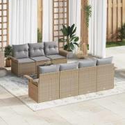 vidaXL Trädgårdsoffset 8 pcs Beige Poly rattan