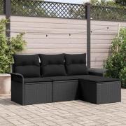 vidaXL Trädgårdsoffset 4 pcs Svart 55 x 55 x 37 cm konstrotting