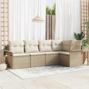 vidaXL Trädgårdsoffset 5 pcs 242.5 x 132.5 x 85 cm Poly rattan