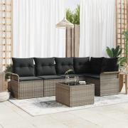 vidaXL Trädgårdsoffset 6 pcs 242.5 x 132.5 x 85 cm Poly rattan