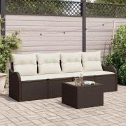 vidaXL Trädgårdsoffset 5 pcs Brun Poly rattan