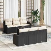 vidaXL Trädgårdsoffset 7 pcs Svart 55 x 55 x 37 cm Poly rattan
