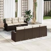 vidaXL Trädgårdsoffset 8 pcs Brun 55 x 55 x 37 cm Poly rattan