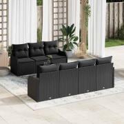 vidaXL Trädgårdsoffset 8 pcs Svart 55 x 55 x 37 cm Poly rattan