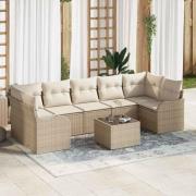 vidaXL Trädgårdsoffset 8 pcs Beige 55 x 55 x 37 cm Poly rattan