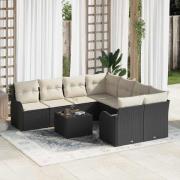 vidaXL Trädgårdsoffset 9 pcs Svart 55 x 55 x 37 cm Poly rattan