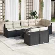 vidaXL Trädgårdsoffset med kudde 9 pcs Svart Poly rattan