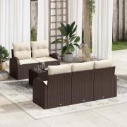 vidaXL Trädgårdsoffset 6 pcs Brun 55 x 55 x 37 cm Poly rattan