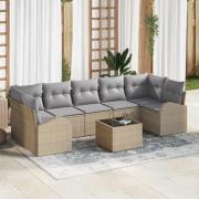 vidaXL Trädgårdsoffset 8 pcs Beige 55 x 55 x 37 cm konstrotting