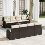 vidaXL Trädgårdsoffset 7 pcs Brun och Beige 55 x 55 x 37 cm