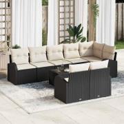 vidaXL Trädgårdsoffset med kudde 9 pcs 289 x 124 x 85 cm Poly rattan