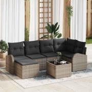 vidaXL Trädgårdsoffset med kudde 7 pcs Grå Poly rattan