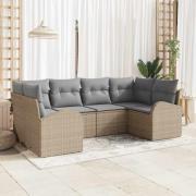 vidaXL Trädgårdsoffset 6 pcs Beige Poly rattan