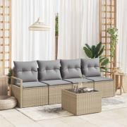 vidaXL Trädgårdsoffset 5 pcs Beige, grå 55 x 55 x 37 cm konstrotting