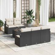 vidaXL Trädgårdsoffset 6 pcs Svart och kräm 55 x 55 x 37 cm