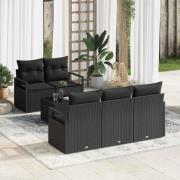 vidaXL Trädgårdsoffset 6 pcs Svart 55 x 55 x 37 cm konstrotting