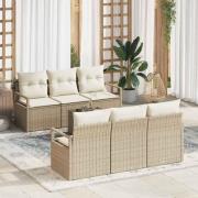 vidaXL Trädgårdsoffset 7 pcs Beige, Kräm 55 x 55 x 37 cm konstrotting