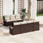 vidaXL Trädgårdsoffset 8 pcs Brun och Kräm 55 x 55 x 37 cm