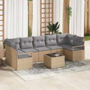 vidaXL Trädgårdsoffset 8 pcs Beige, grå 55 x 55 x 37 cm konstrotting