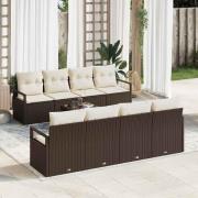 vidaXL Trädgårdsoffset 7 pcs Brun, krämfärgad 55 x 55 x 37 cm