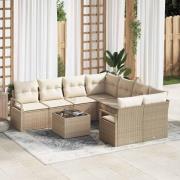 vidaXL Trädgårdsoffset 9 pcs Beige, Kräm 55 x 55 x 37 cm konstrotting