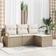 vidaXL Trädgårdsoffset 4 pcs Beige Poly rattan