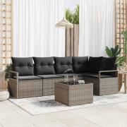 vidaXL Trädgårdsoffset 6 pcs Grå Poly rattan
